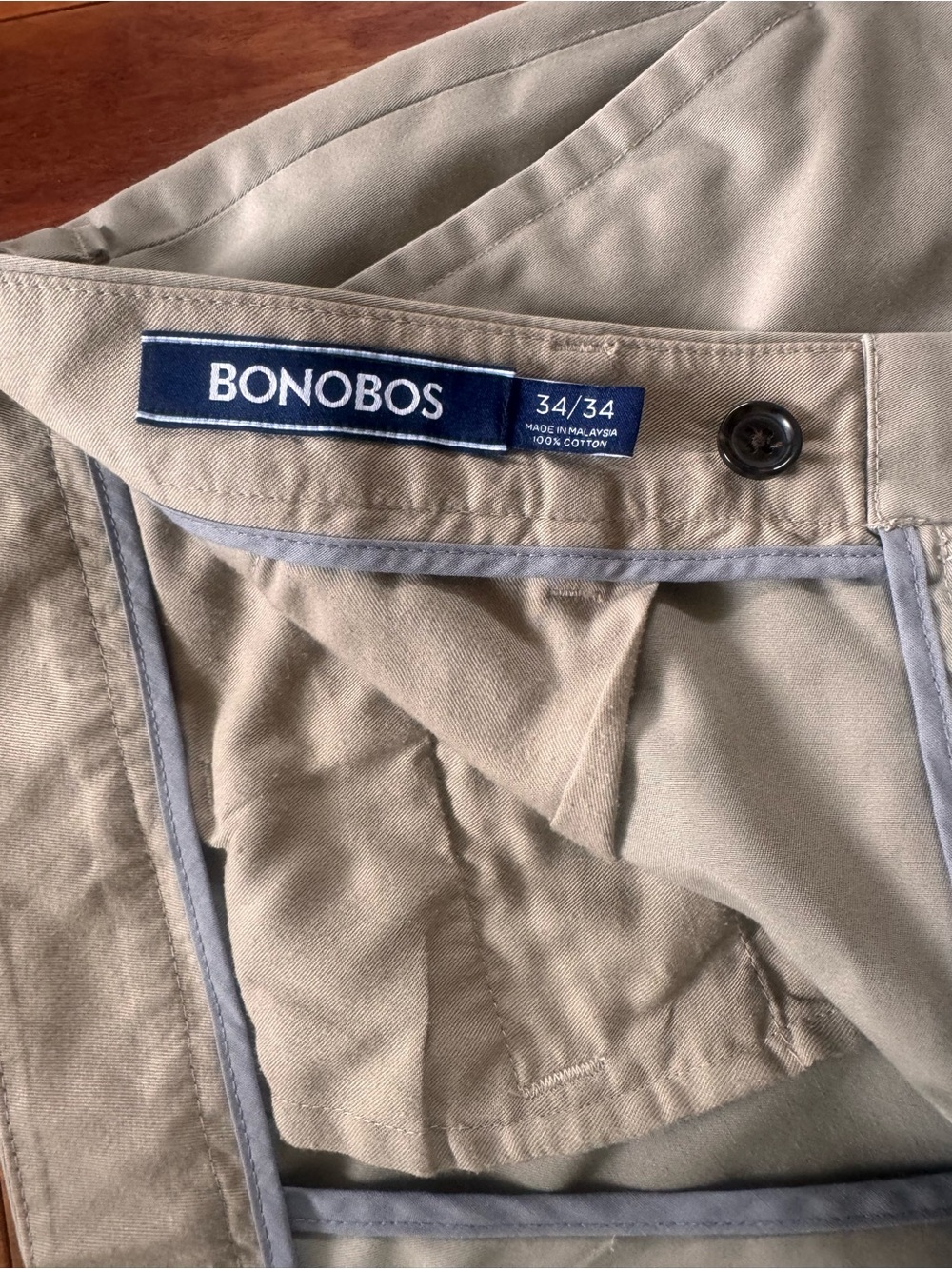 Bonobos Men's Khaki Cotton Pants - Classic Chino 34/34 Wednesday
